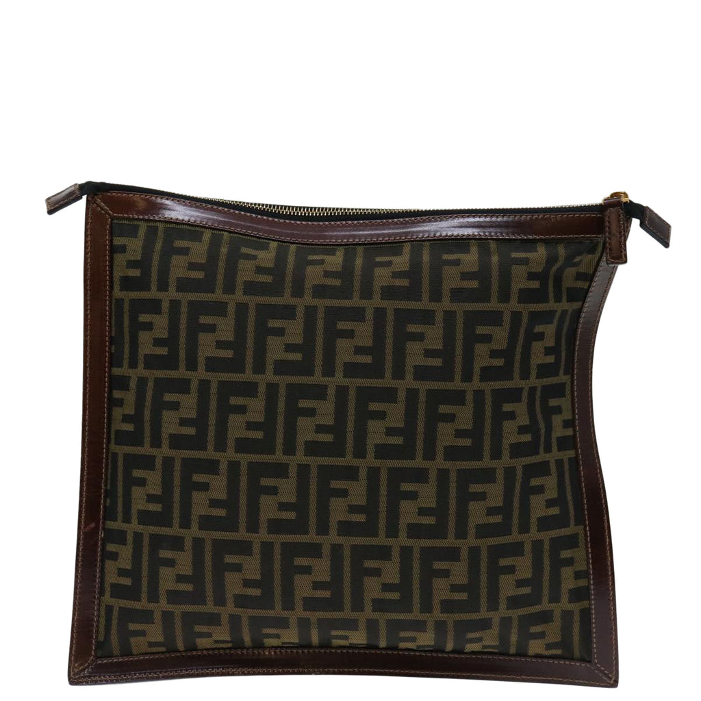 FENDI Zucca Canvas Clutch Bag Brownam5950