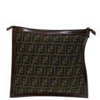 FENDI Zucca Canvas Clutch Bag Brownam5950