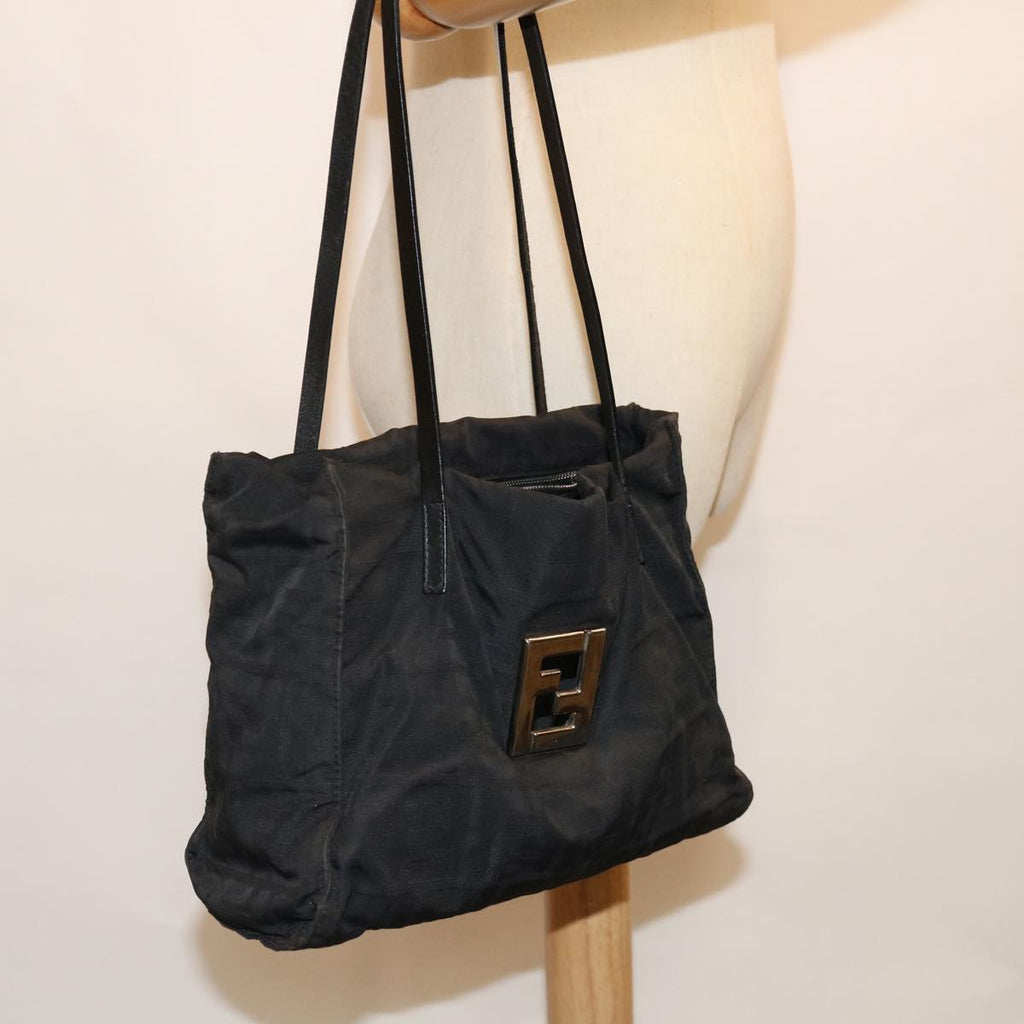 FENDI Zucca Canvas Shoulder Bag Blackam5951