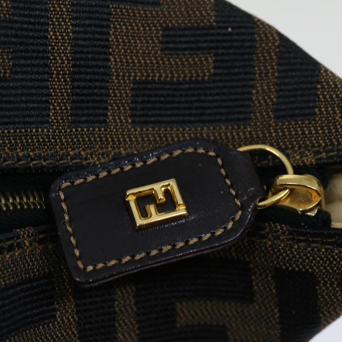 FENDI Zucca Canvas Mini Hand Bag Brown Blackam5975