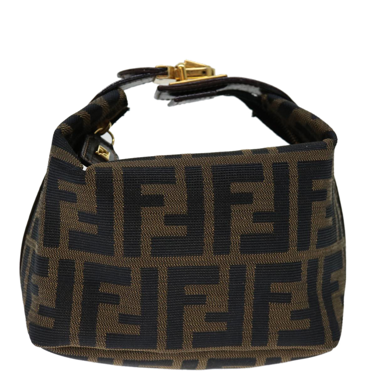 FENDI Zucca Canvas Mini Hand Bag Brown Blackam5975