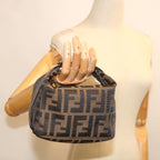 FENDI Zucca Canvas Mini Hand Bag Brown Blackam5975