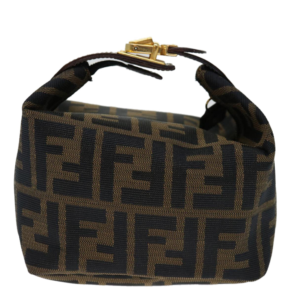FENDI Zucca Canvas Mini Hand Bag Brown Blackam5975
