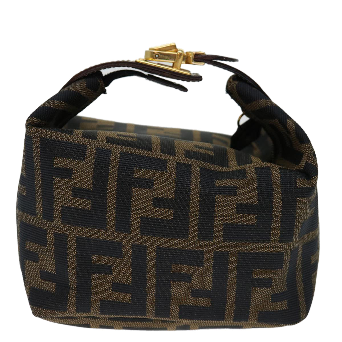 FENDI Zucca Canvas Mini Hand Bag Brown Blackam5975