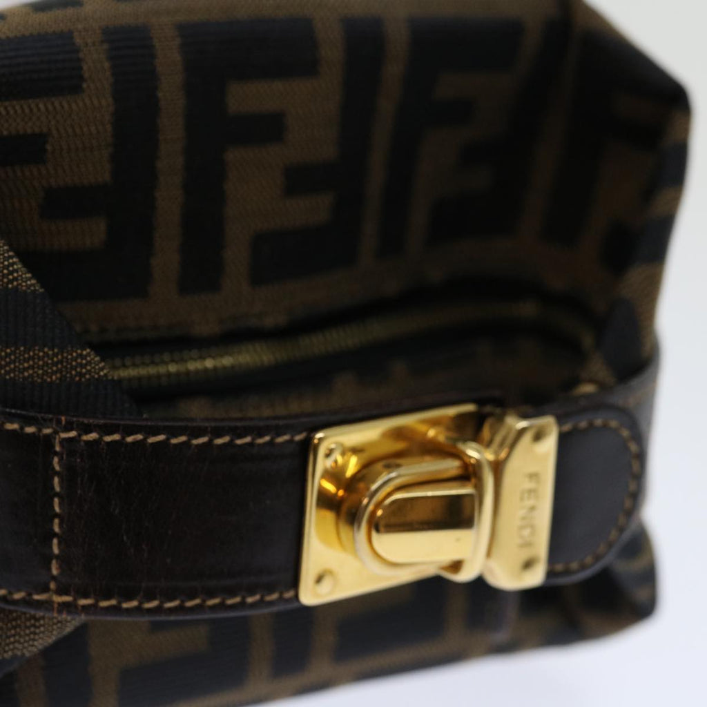 FENDI Zucca Canvas Mini Hand Bag Brown Blackam5975