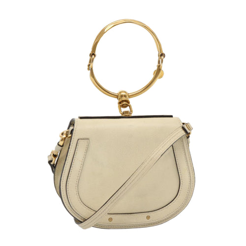 Chloe Nile Small Bracelet Hand Bag Leather 2way Cream am6005
