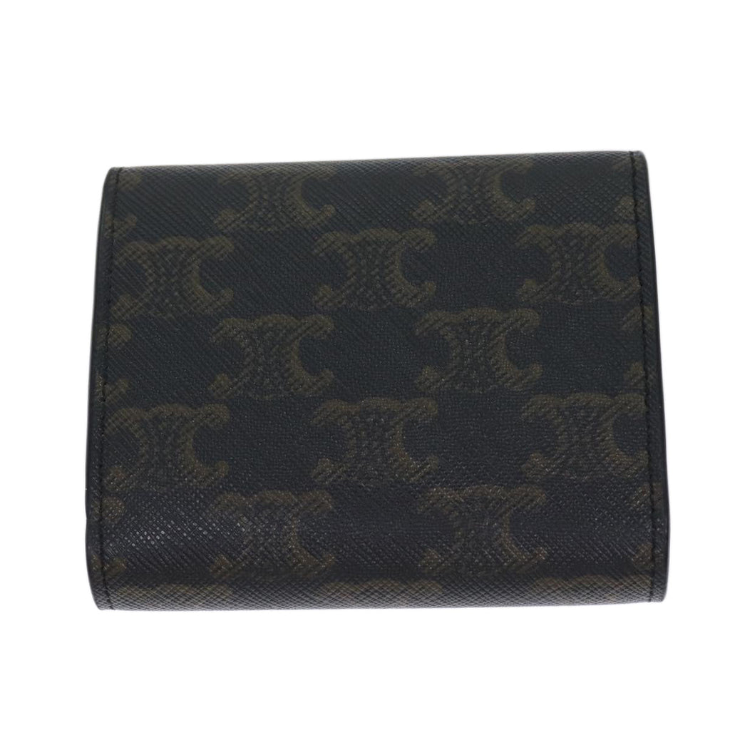 CELINE Triomphe Macadam Canvas Wallet PVC Black Auth am6037A