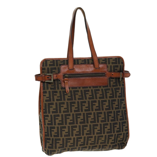 FENDI Zucca Canvas Tote Bag Brown Blackam6121