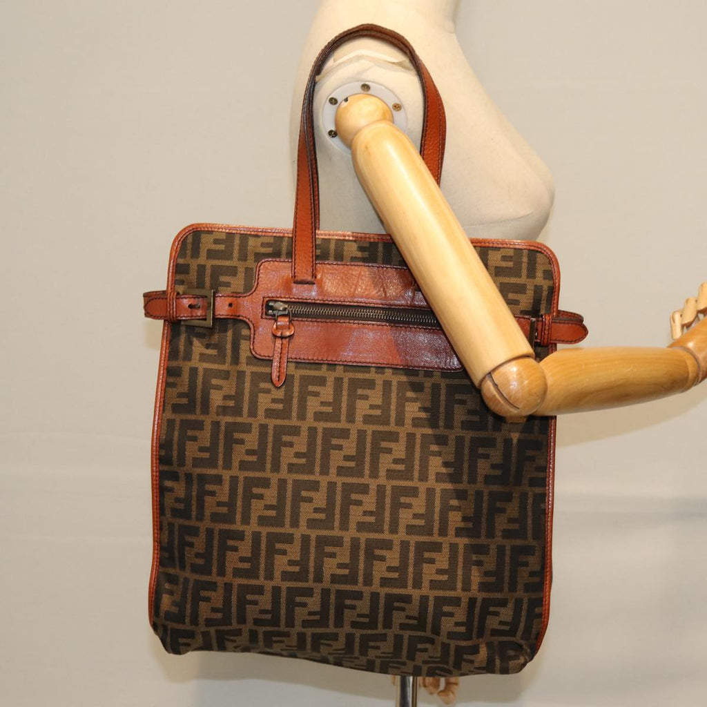 FENDI Zucca Canvas Tote Bag Brown Blackam6121