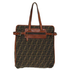 FENDI Zucca Canvas Tote Bag Brown Blackam6121
