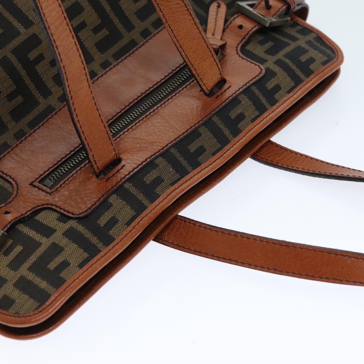 FENDI Zucca Canvas Tote Bag Brown Blackam6121