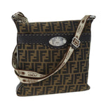 FENDI Zucca Canvas Shoulder Bag Black Brownam6285