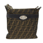 FENDI Zucca Canvas Shoulder Bag Black Brownam6285