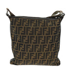 FENDI Zucca Canvas Shoulder Bag Black Brownam6285