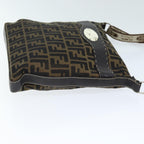 FENDI Zucca Canvas Shoulder Bag Black Brownam6285