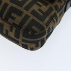 FENDI Zucchino Canvas Mamma Baguette Shoulder Bag Black Brownam6286A
