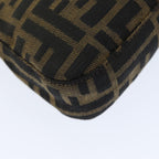 FENDI Zucchino Canvas Mamma Baguette Shoulder Bag Black Brownam6286A