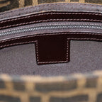 FENDI Zucchino Canvas Mamma Baguette Shoulder Bag Black Brownam6286A
