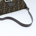 FENDI Zucchino Canvas Mamma Baguette Shoulder Bag Black Brownam6286A