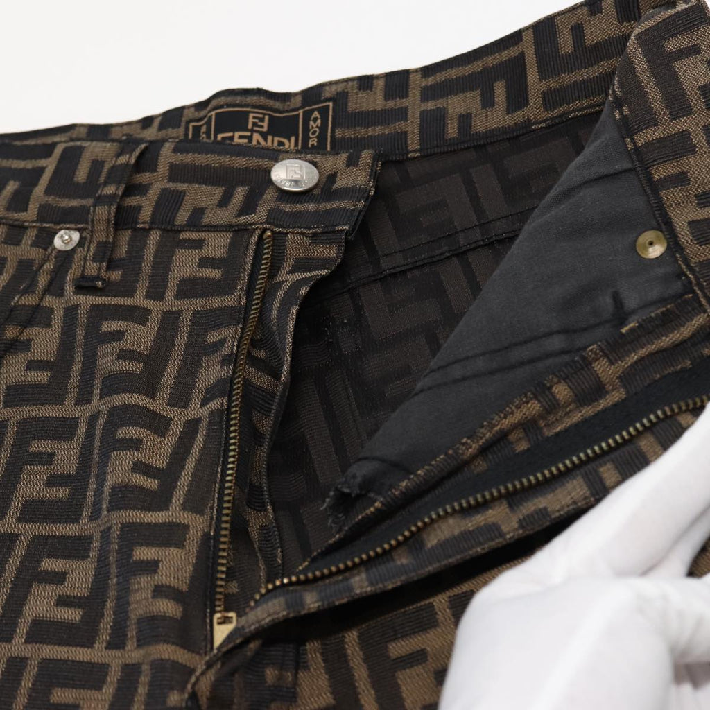 FENDI Zucca Canvas Pants Black Brownam6300