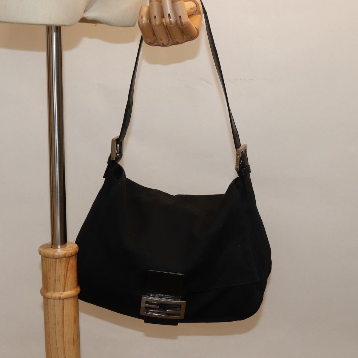 FENDI Mamma Baguette Shoulder Bag Nylon Blackam6317