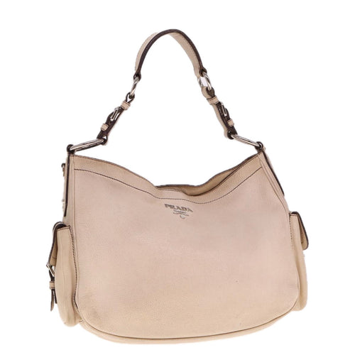 PRADA Shoulder Bag Leather Beige am6349