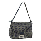 FENDI Zucchino Canvas Mamma Baguette Shoulder Bag Navyam6397