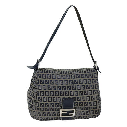FENDI Zucchino Canvas Mamma Baguette Shoulder Bag Navyam6397