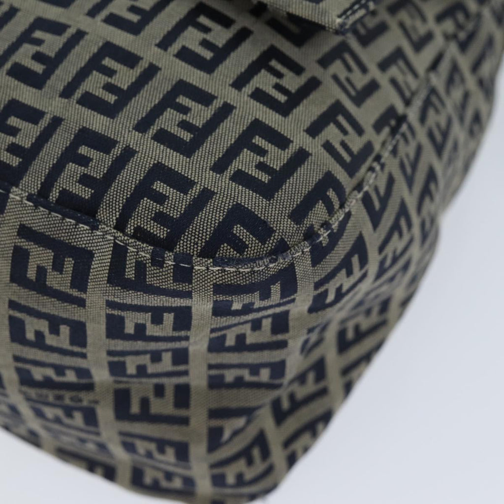 FENDI Zucchino Canvas Mamma Baguette Shoulder Bag Navyam6397