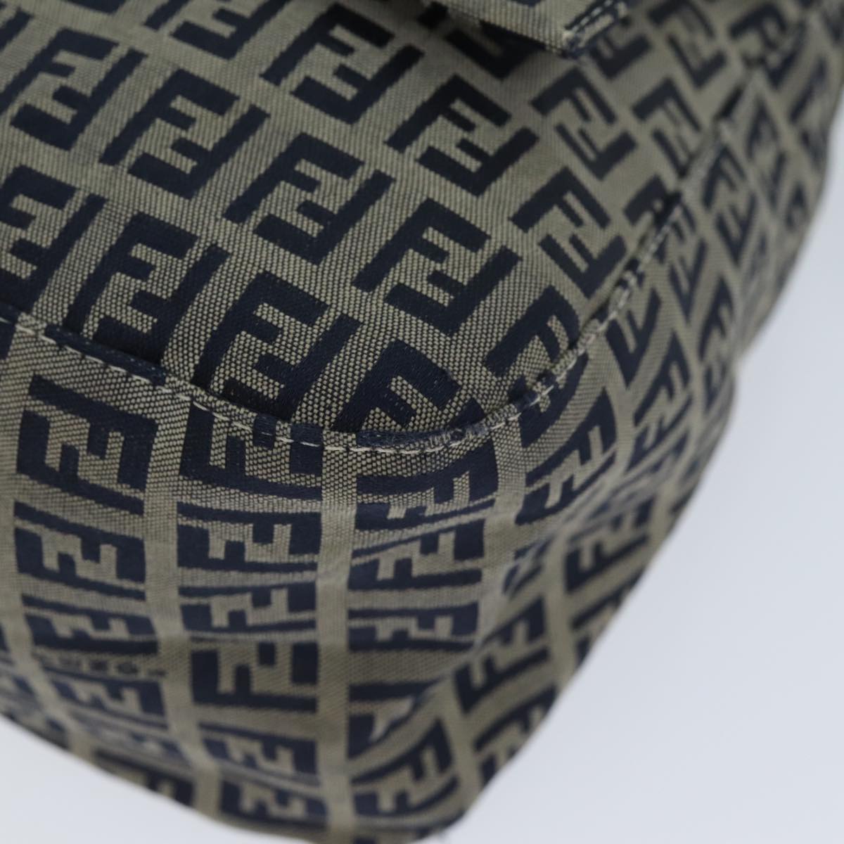 FENDI Zucchino Canvas Mamma Baguette Shoulder Bag Navyam6397