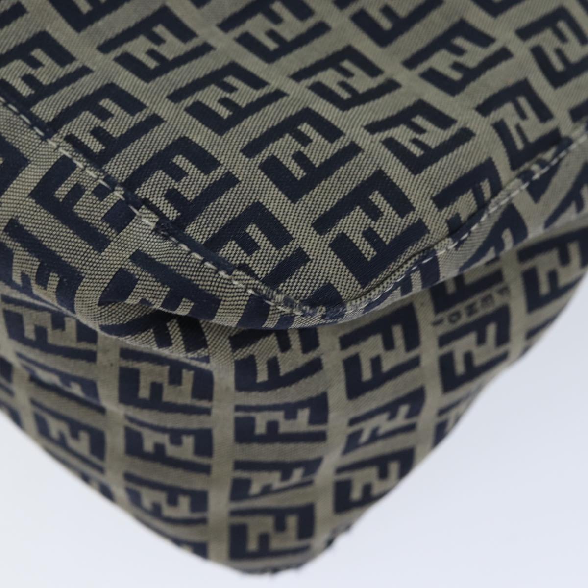 FENDI Zucchino Canvas Mamma Baguette Shoulder Bag Navyam6397