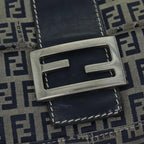 FENDI Zucchino Canvas Mamma Baguette Shoulder Bag Navyam6397
