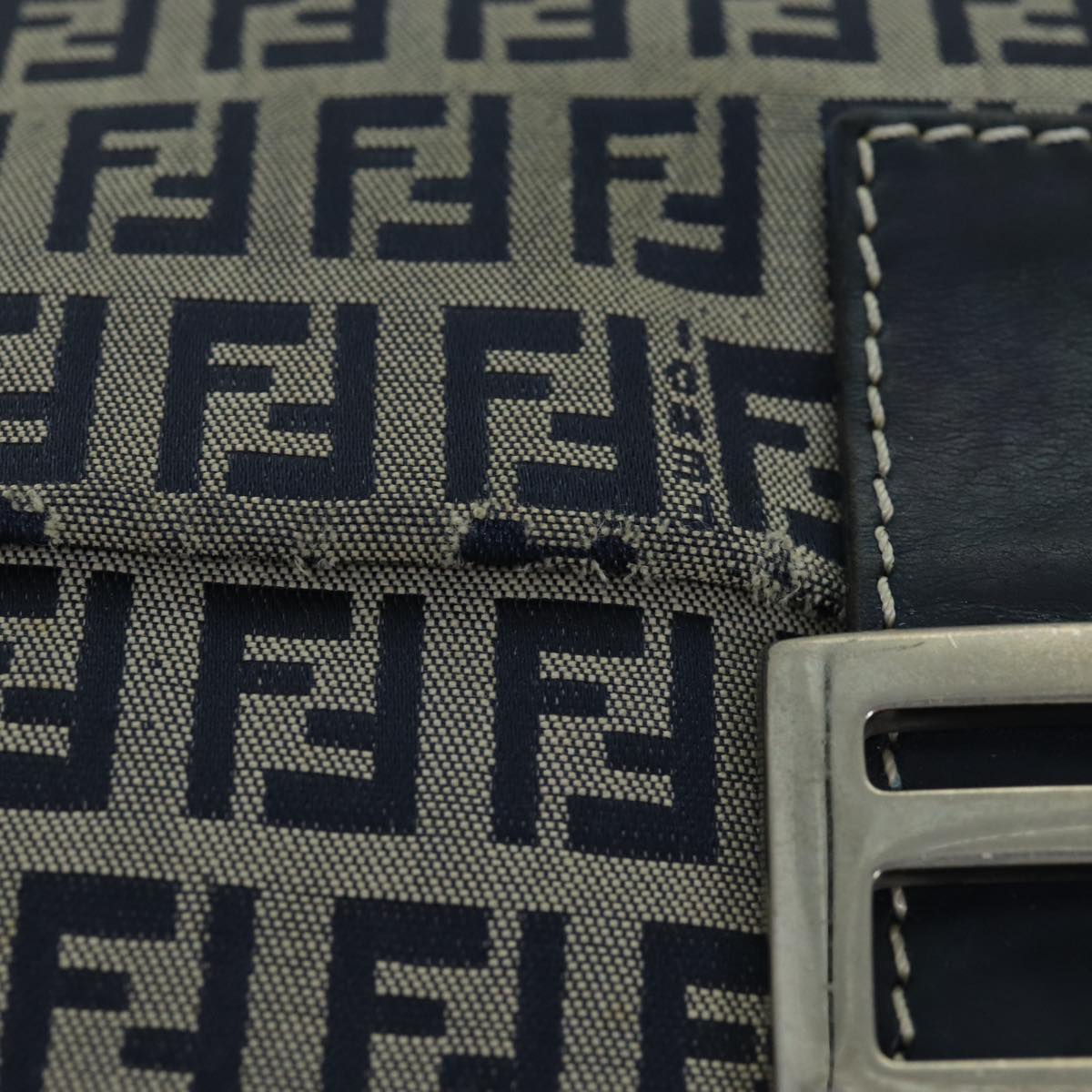 FENDI Zucchino Canvas Mamma Baguette Shoulder Bag Navyam6397