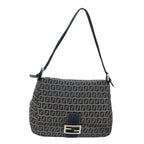 FENDI Zucchino Canvas Mamma Baguette Shoulder Bag Navyam6397