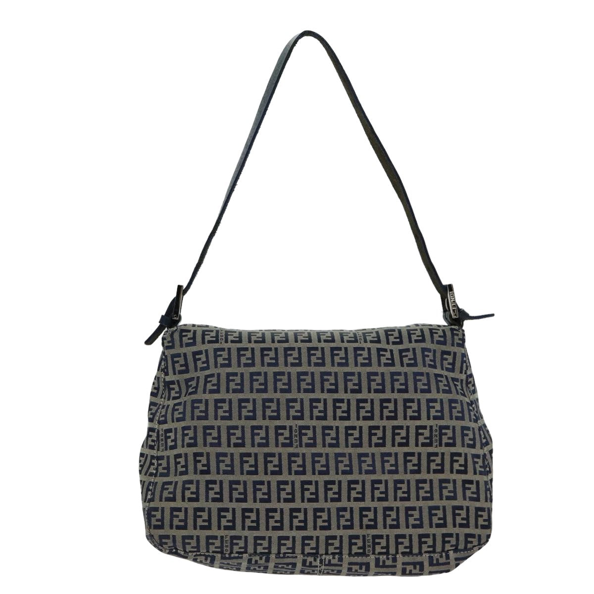 FENDI Zucchino Canvas Mamma Baguette Shoulder Bag Navyam6397