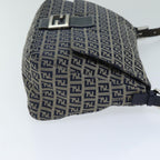 FENDI Zucchino Canvas Mamma Baguette Shoulder Bag Navyam6397