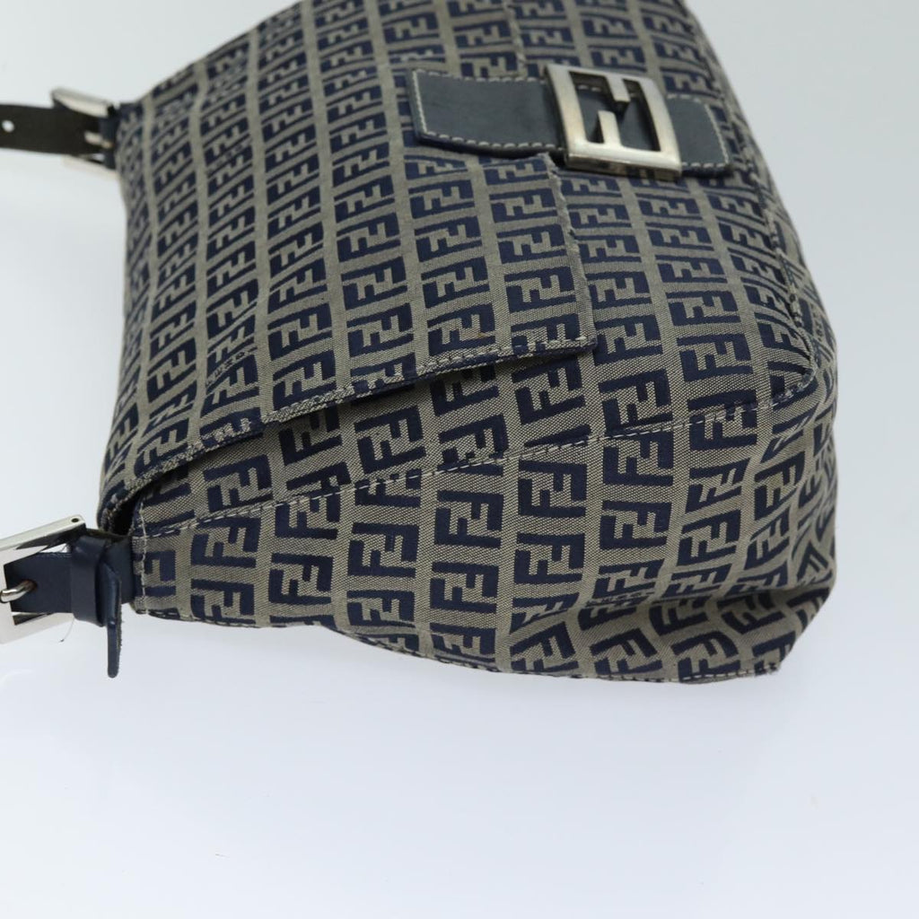 FENDI Zucchino Canvas Mamma Baguette Shoulder Bag Navyam6397
