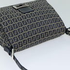 FENDI Zucchino Canvas Mamma Baguette Shoulder Bag Navyam6397
