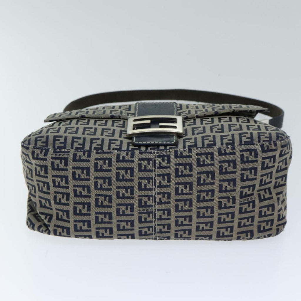 FENDI Zucchino Canvas Mamma Baguette Shoulder Bag Navyam6397