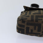 FENDI Zucca Canvas Mamma Baguette Shoulder Bag Black Brownam6402A