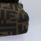 FENDI Zucca Canvas Mamma Baguette Shoulder Bag Black Brownam6402A
