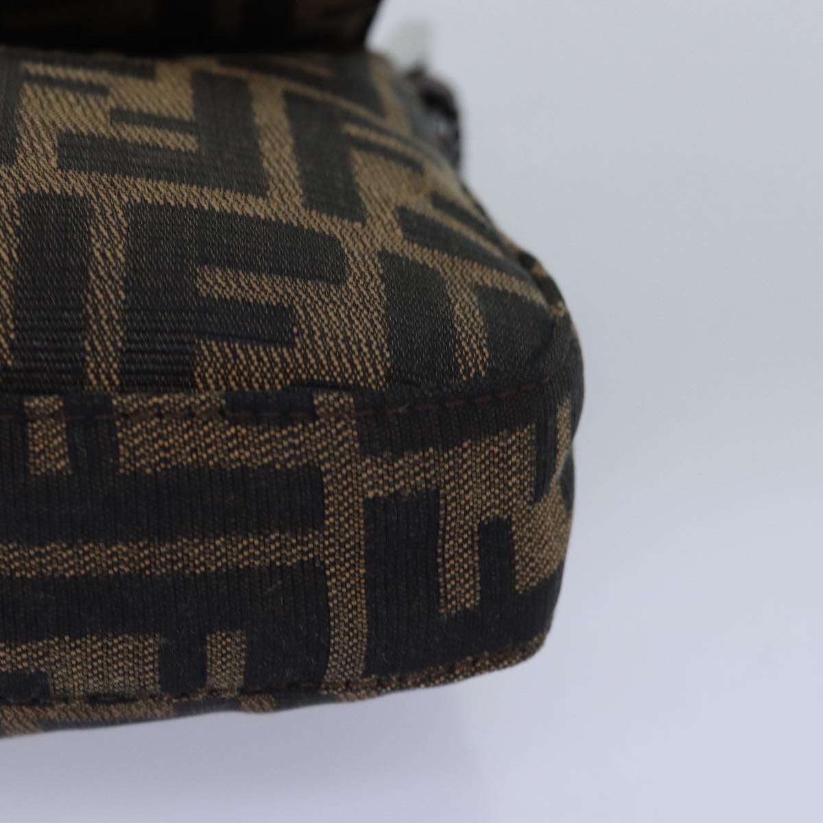 FENDI Zucca Canvas Mamma Baguette Shoulder Bag Black Brownam6402A