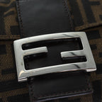 FENDI Zucca Canvas Mamma Baguette Shoulder Bag Black Brownam6402A