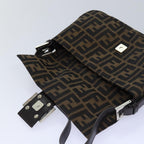 FENDI Zucca Canvas Mamma Baguette Shoulder Bag Black Brownam6402A