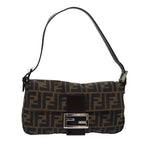 FENDI Zucca Canvas Mamma Baguette Shoulder Bag Black Brownam6402A