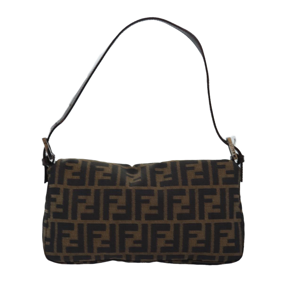 FENDI Zucca Canvas Mamma Baguette Shoulder Bag Black Brownam6402A