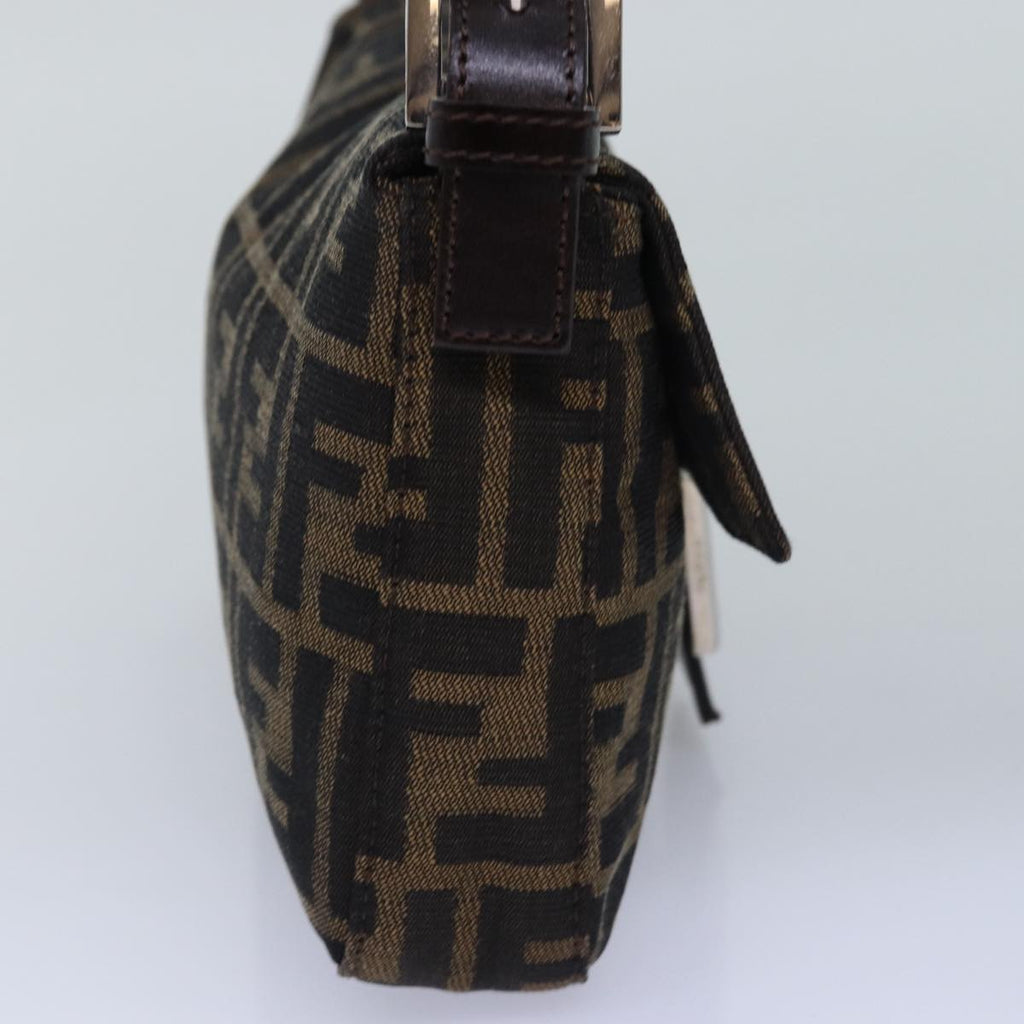 FENDI Zucca Canvas Mamma Baguette Shoulder Bag Black Brownam6402A