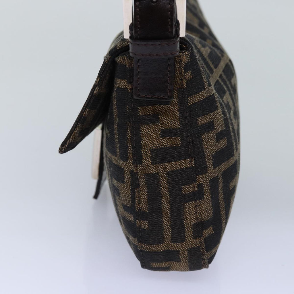 FENDI Zucca Canvas Mamma Baguette Shoulder Bag Black Brownam6402A