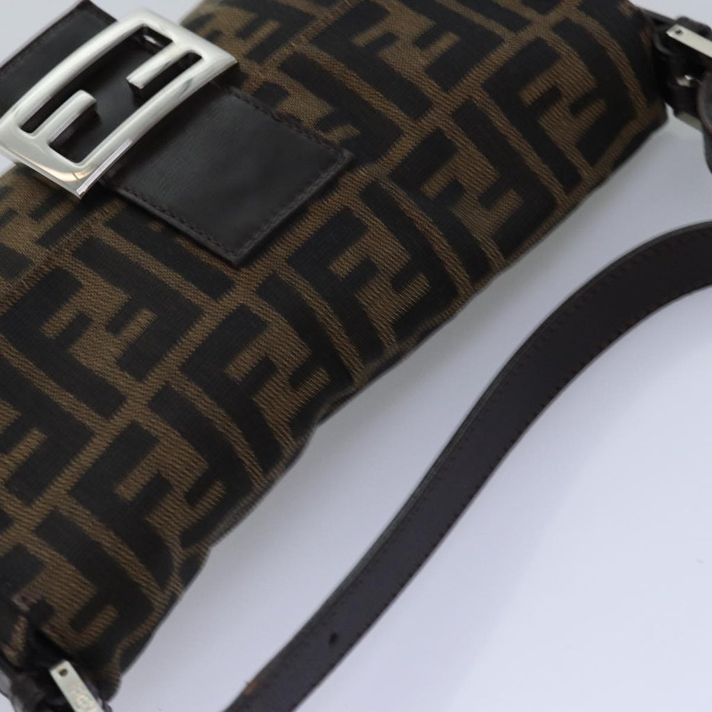 FENDI Zucca Canvas Mamma Baguette Shoulder Bag Black Brownam6402A