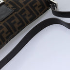 FENDI Zucca Canvas Mamma Baguette Shoulder Bag Black Brownam6402A